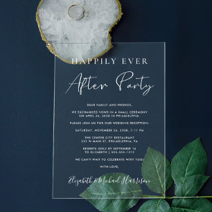 Happily Ever After Party Wedding Reception Acrylic Invitations