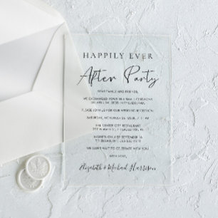 Happily Ever After Party Wedding Reception Acrylic Invitations