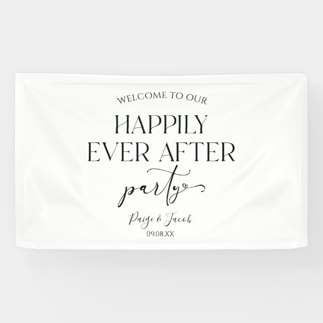 Happily Ever After Party Wedding Reception Banner (Horizontal)