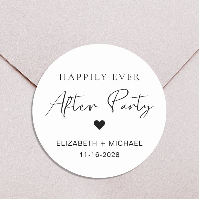 Happily Ever After Party Wedding Reception Classic Round Sticker (Creator Uploaded)