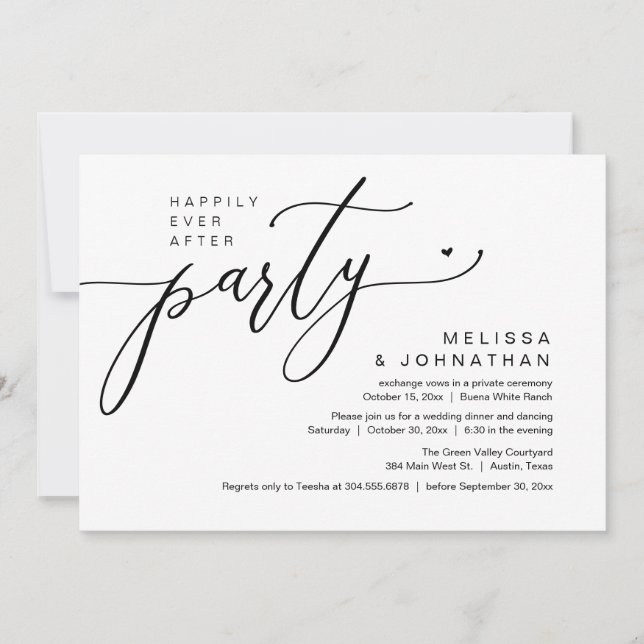 Happily Ever After Party Wedding Reception Dinner Invitation (Front)