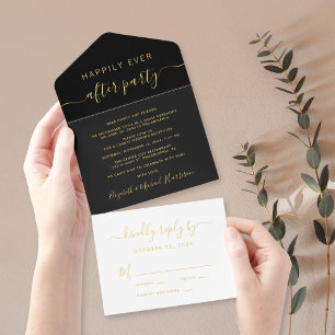 Happily Ever After Party Wedding Reception Foil All In One Invitation