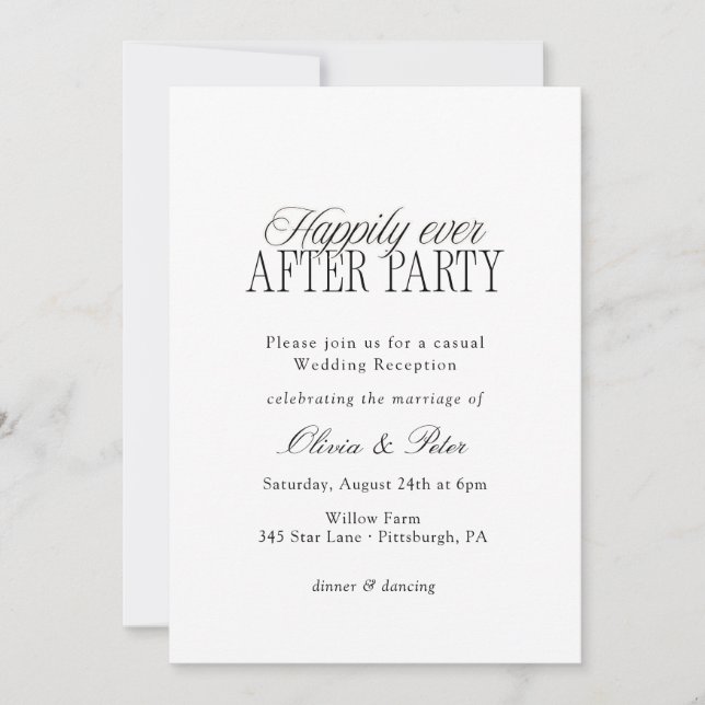 Happily Ever After Party Wedding Reception Invitation (Front)