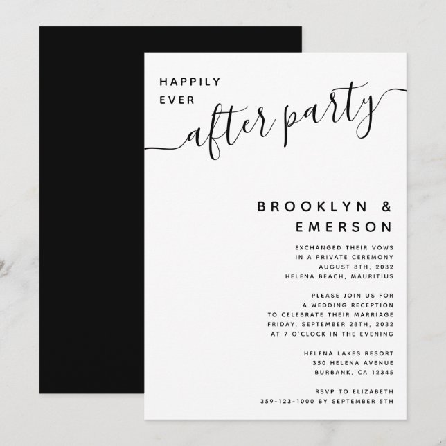 Happily Ever After Party Wedding Reception Invitation (Front/Back)