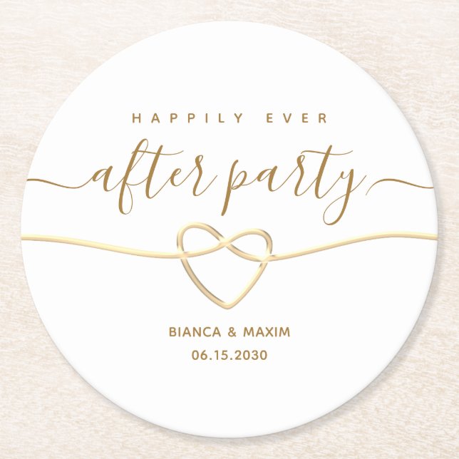 Happily Ever After Party Wedding Reception Round Paper Coaster (Front)