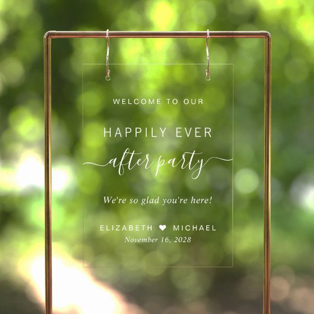 Happily Ever After Party Wedding Reception Welcome Acrylic Sign (Creator Uploaded)