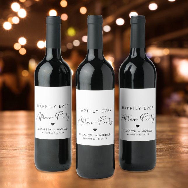 Happily Ever After Party Wedding Reception Wine Label (Creator Uploaded)