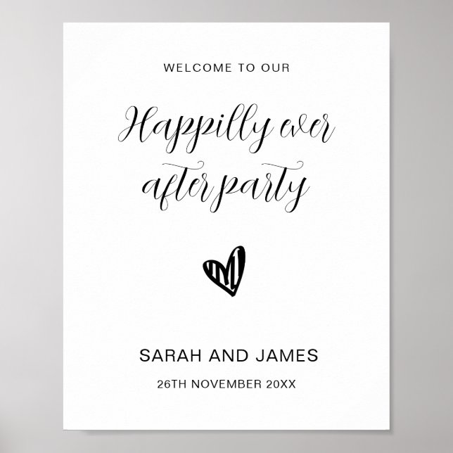 Happily ever after party welcome wedding welcom poster (Front)