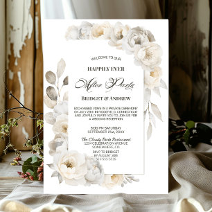 Happily Ever After Party White Floral Reception Invitation