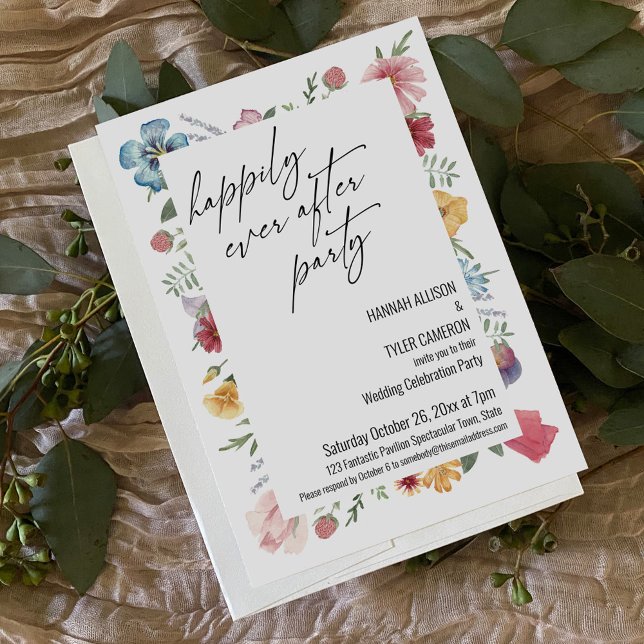 Happily Ever After Party Wildflower Reception Invitation (Creator Uploaded)