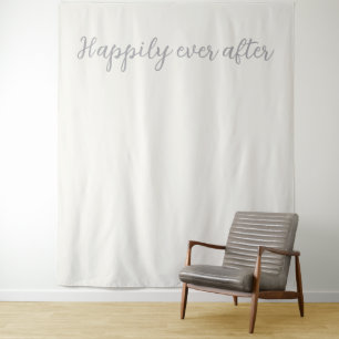 Happily Ever After Pearl White Silver Backdrop  Tapestry