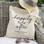 Happily ever after personalised wedding tote bag<br><div class="desc">This stylish wedding tote bag is the perfect accessory for any bride, groom, or newlywed couple. With its classic design and customisable details, this bag is sure to make a statement wherever you go. The beautiful font features the words "Happily Ever After" in a stunning calligraphy style, making it a...</div>