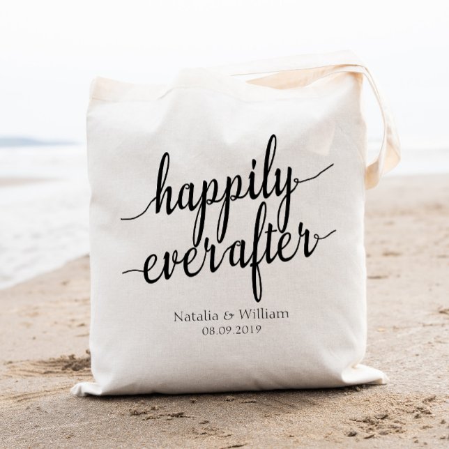 Happily ever after Personalised Wedding Welcome Tote Bag (Creator Uploaded)