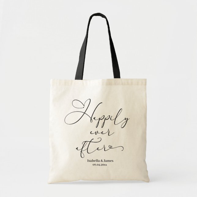 Happily Ever After Personalised Wedding Welcome  Tote Bag (Front)