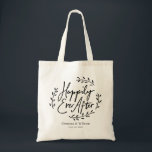 Happily Ever After Personalized Wedding Tote Bag<br><div class="desc">Wedding gift tote design that features the words happily ever after in unique script circled by simple laurel leaves with names and wedding date for you to personalize.</div>