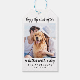 Happily Ever After Pet Photo Dog Wedding Gift Tags