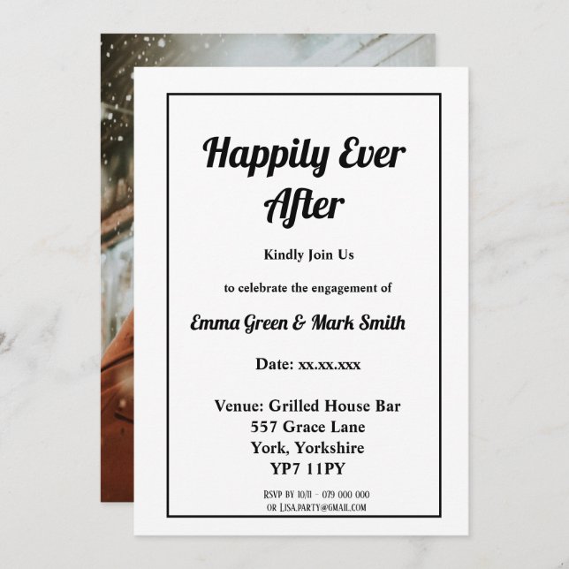 Happily Ever After Photo Back Engagement Party Invitation (Front/Back)