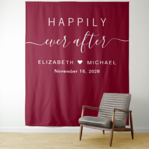 Happily Ever After Photo Booth Burgundy Tapestry