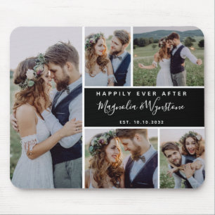 Happily Ever After Photo Collage Wedding Keepsake Mouse Mat