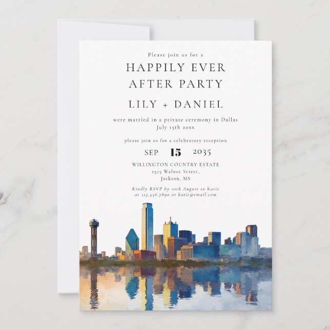 Happily Ever After Photo Dallas Wedding Invitation (Front)
