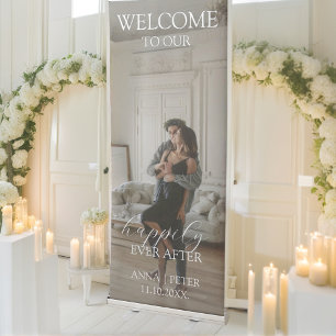 Happily Ever After Photo Minimalist Welcome Sign