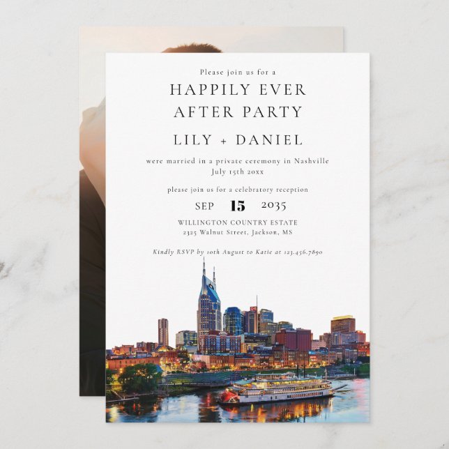 Happily Ever After Photo Nashville Wedding Invitation (Front/Back)