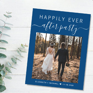 Happily Ever After Photo QR Code Wedding Reception Announcement Postcard