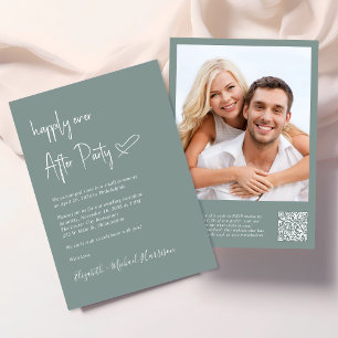 Happily Ever After Photo QR Code Wedding Reception Invitation