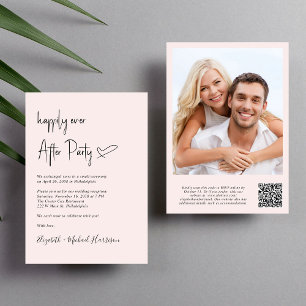 Happily Ever After Photo QR Code Wedding Reception Invitation