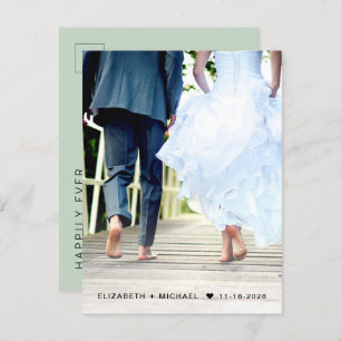 Happily Ever After Photo Sage Green Reception Invitation Postcard