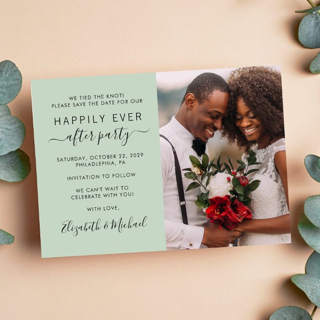 Happily Ever After Photo Sage Wedding Reception Save The Date (Creator Uploaded)
