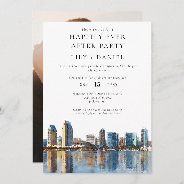 Happily Ever After Photo San Diego Wedding Invitation (Front/Back)