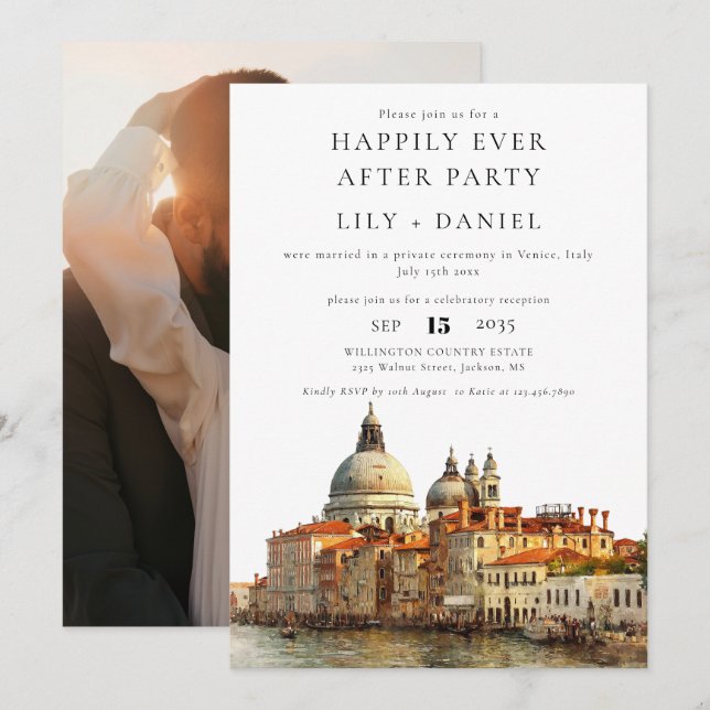 Happily Ever After Photo Venice Wedding Invitation (Front/Back)
