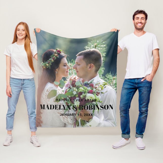 Happily Ever After Photo Wedding Customised Cute   Fleece Blanket (In Situ)