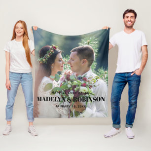 Happily Ever After Photo Wedding Customized Cute   Fleece Blanket