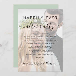 Happily Ever After Photo Wedding Reception Invitat Invitation