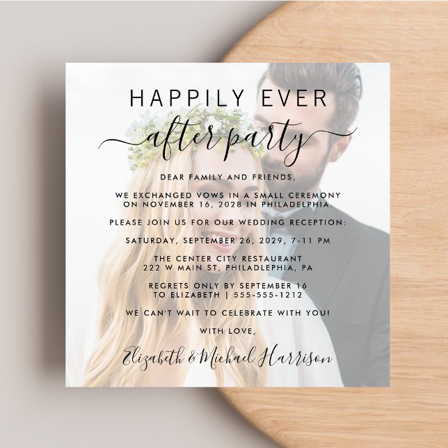 Happily Ever After Photo Wedding Reception Invitation (Creator Uploaded)