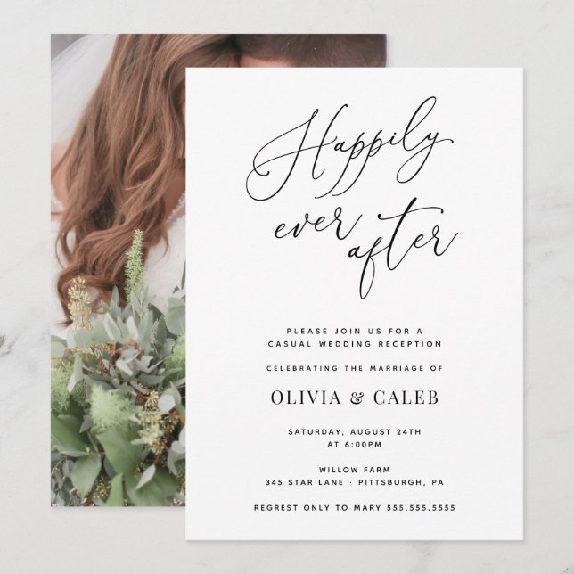 Happily Ever After Photo Wedding Reception Invitation (Front/Back)