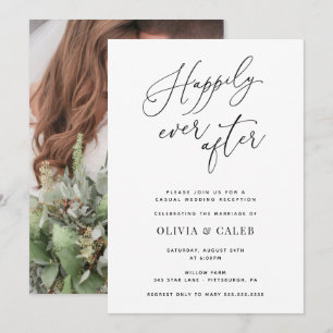 Happily Ever After Photo Wedding Reception Invitation
