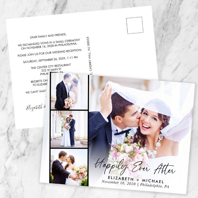 Happily Ever After Photo Wedding Reception Invitation Postcard (Creator Uploaded)