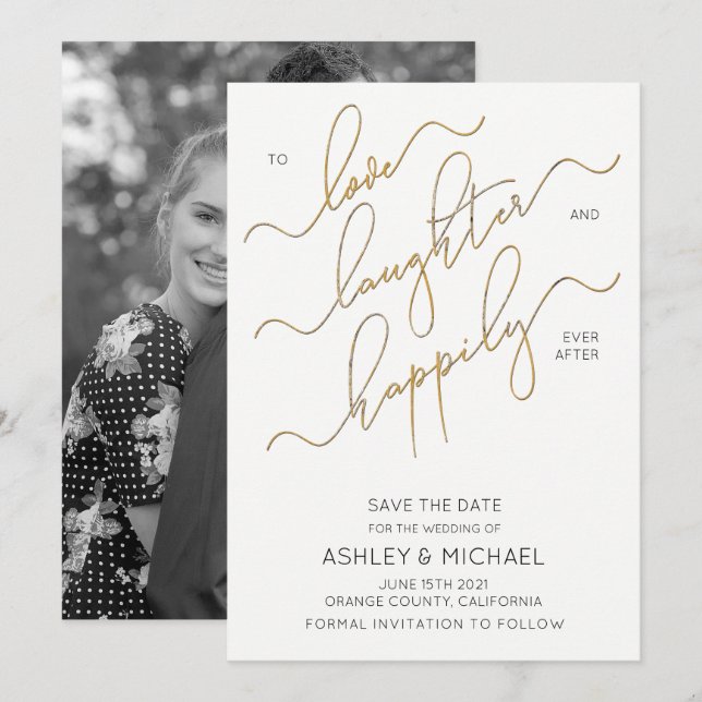 Happily Ever After Photo Wedding Save The Date Invitation (Front/Back)