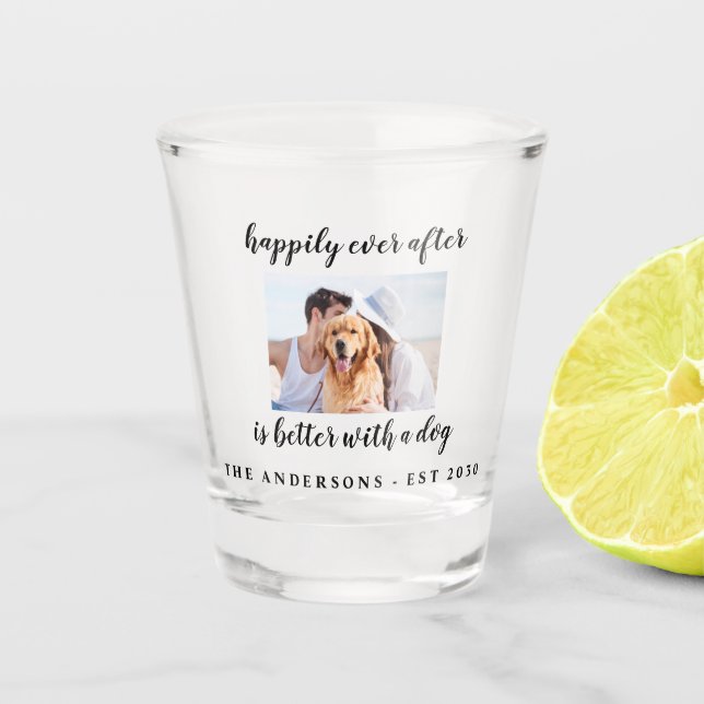 Happily Ever After Photo Wedding Shot Glass (Front)