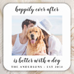 Happily Ever After Photo Wedding Square Sticker<br><div class="desc">Happily Ever After Is Better With A Dog! Add the finishing touch to your wedding with these cute custom photo stickers . Perfect for your wedding after party and reception, and as wedding favour labels for your guests. Customise these photo wedding stickers with your favourite wedding photo, dog of honours...</div>