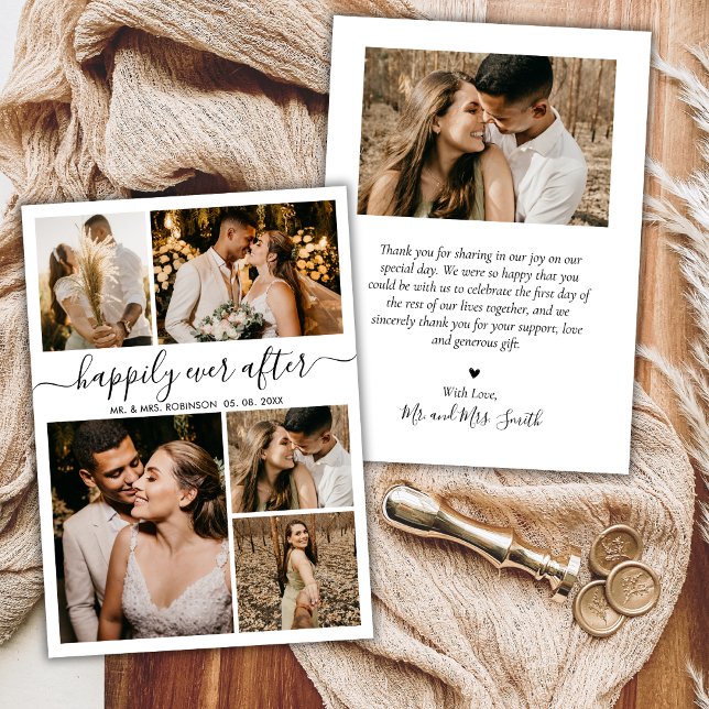 Happily Ever After Photo Wedding Thank You Card (Creator Uploaded)