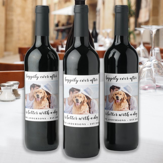 Happily Ever After Photo Wedding Wine Label (Creator Uploaded)