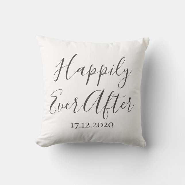 Happily Ever After Pillow Newlyweds Anniversary (Front)