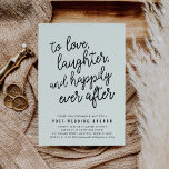 Happily Ever After Post Wedding Brunch Invitation<br><div class="desc">Our modern and casual post wedding brunch invitations in chic black and pale iced aqua feature "to love,  laughter happily ever after" in black script typography with your wedding brunch details beneath. Cards reverse to a festive black and white confetti pattern.</div>