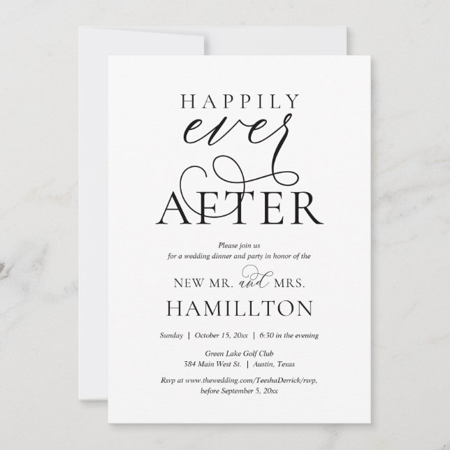 Happily Ever After Post Wedding Dinner and Party I Invitation (Front)