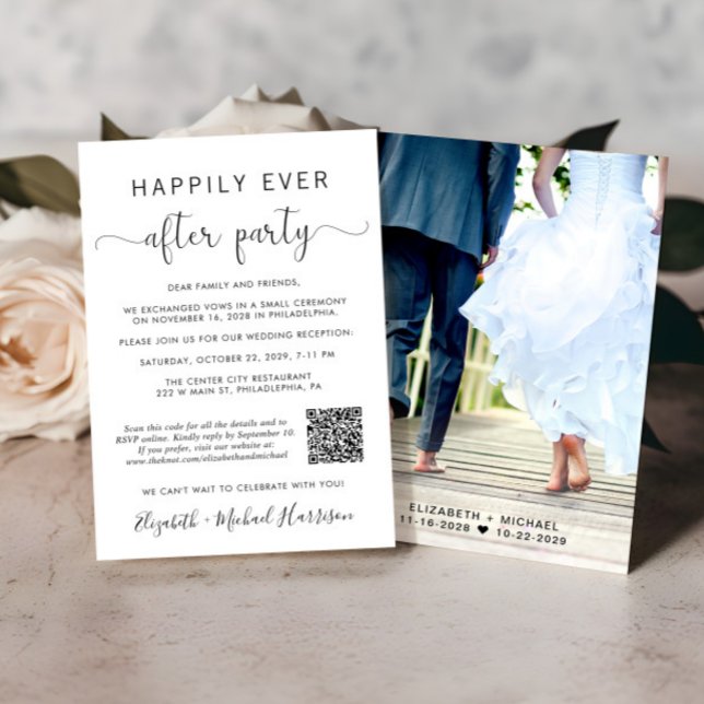 Happily Ever After QR Code Photo Wedding Reception Invitation (Creator Uploaded)