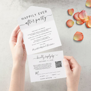 Happily Ever After QR Code Wedding Reception All In One Invitation